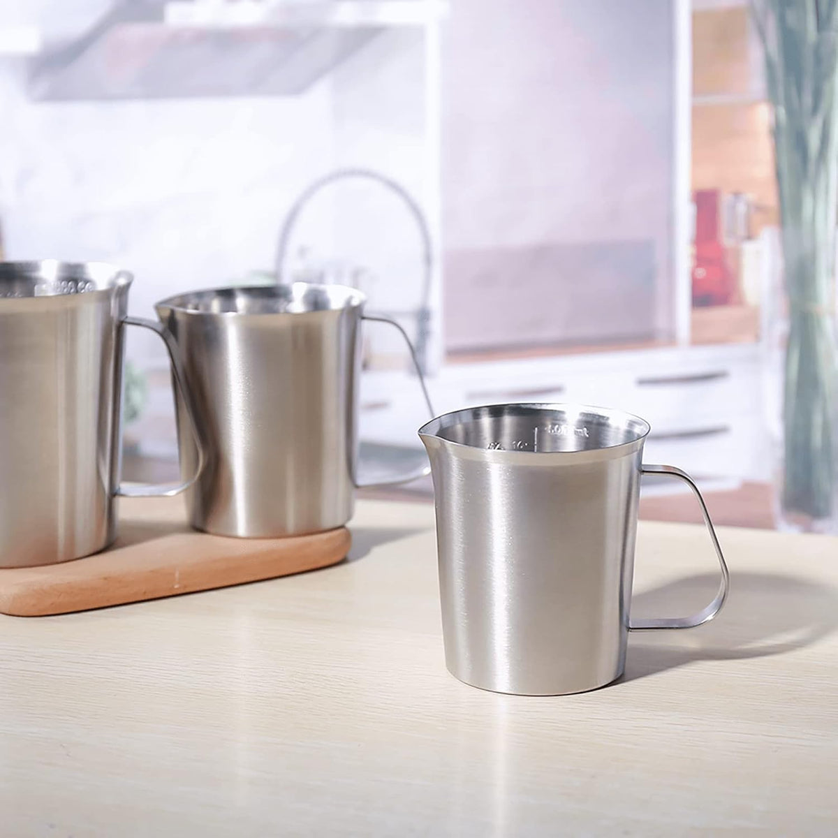 Metal Measuring Cup with Handle (Upgraded, 3 Marking Including Cup/ML/Ounce Scale), 16 Ounces (0.5 Liter, 2 Cup)