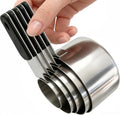 Magnetic Handles 5 Piece Stainless Steel Measuring Cups, Black, Kitchen Gadgets for Measure Liquid and Dry Ingredients, Cooking & Baking