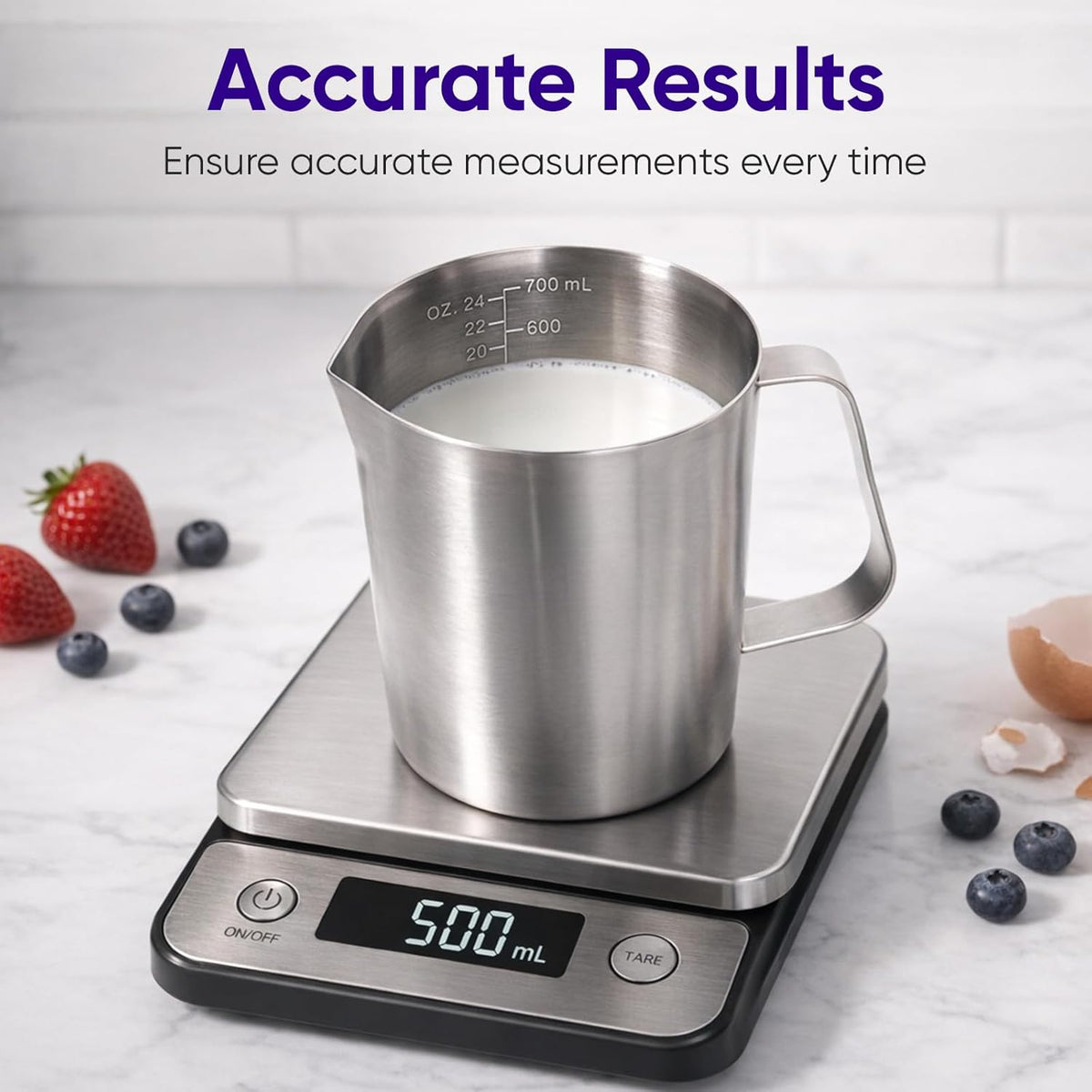 Metal Measuring Cup with Handle (Upgraded, 3 Marking Including Cup/ML/Ounce Scale), 16 Ounces (0.5 Liter, 2 Cup)