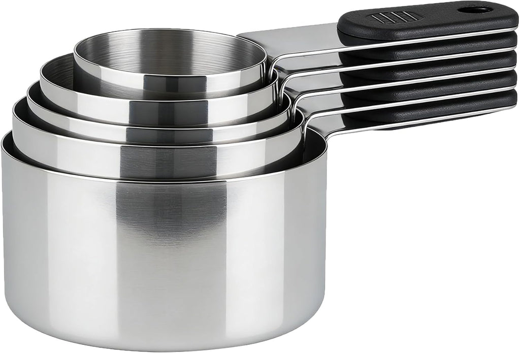Magnetic Handles 5 Piece Stainless Steel Measuring Cups, Black, Kitchen Gadgets for Measure Liquid and Dry Ingredients, Cooking & Baking