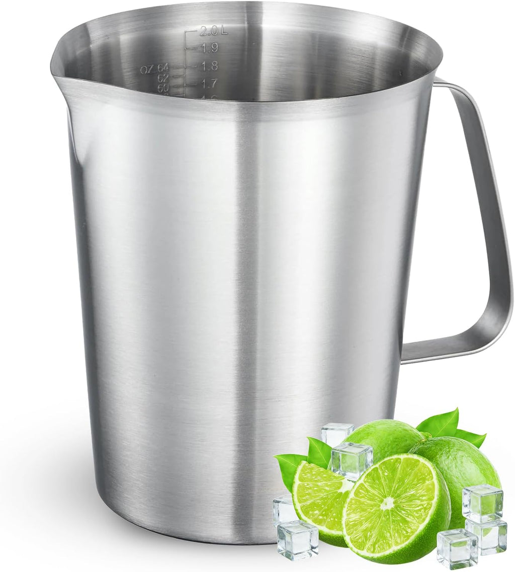 Stainless Steel Measuring Cup 18oz (2 Cup / 500ml), Heavy Duty Liquid Measuring Pitcher with Handle & Engraved Markings, Metal Measuring Cup for Coffee, Milk, Baking & Frothing