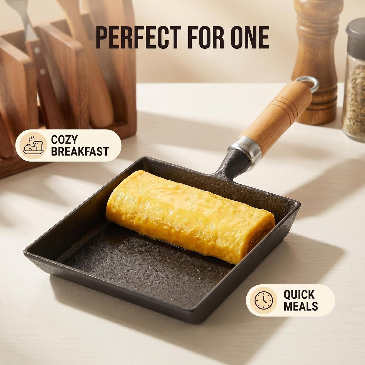 Cast Iron Tamagoyaki Pan Japanese Egg Roll Omelette Skillet