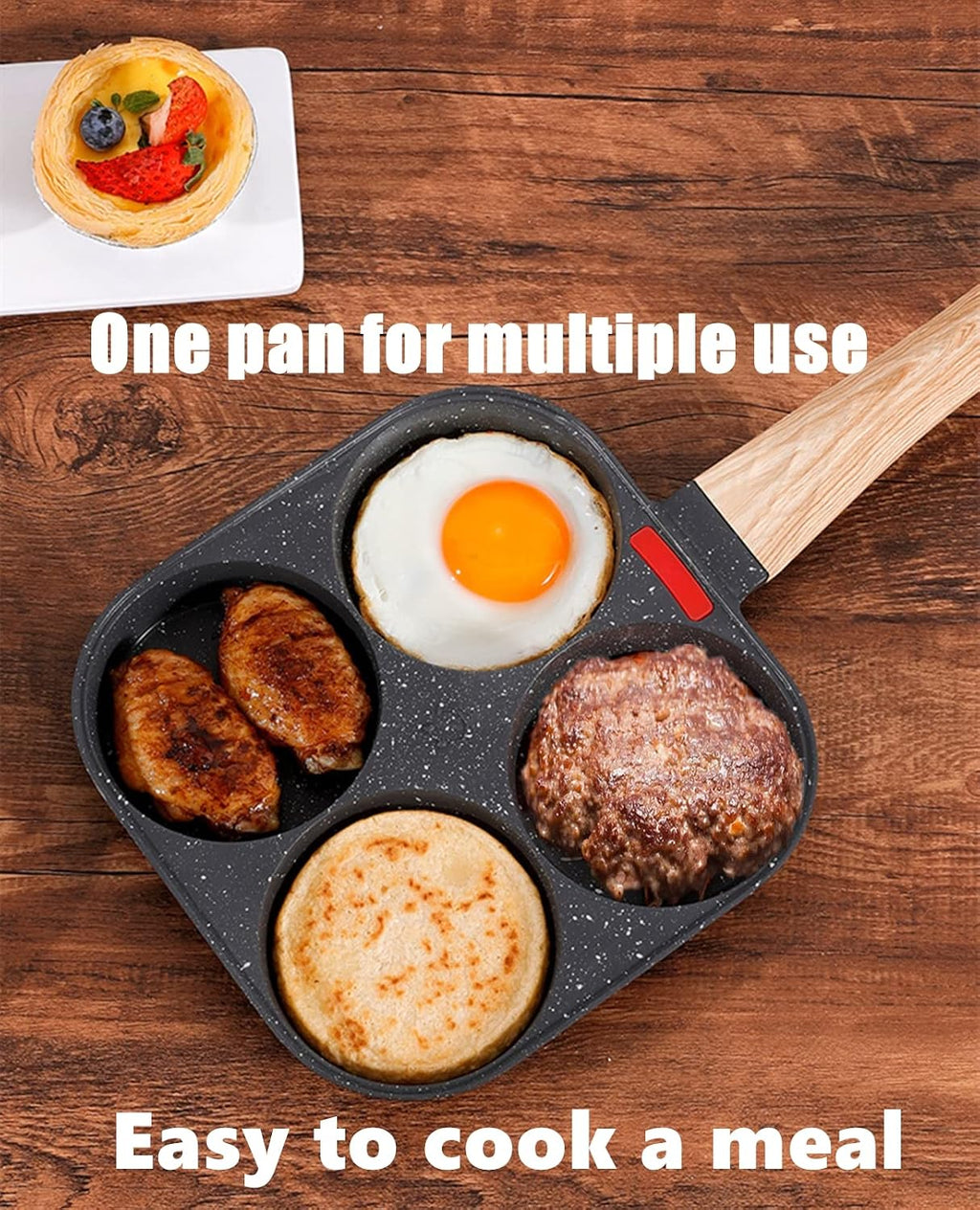 4-Cup Egg Pan Nonstick, and Granite Egg Frying Pan, Versatile Breakfast Skillet for Eggs, Pancakes, Plett, Crepes, Compatible with Gas Stove and Induction Cooktop