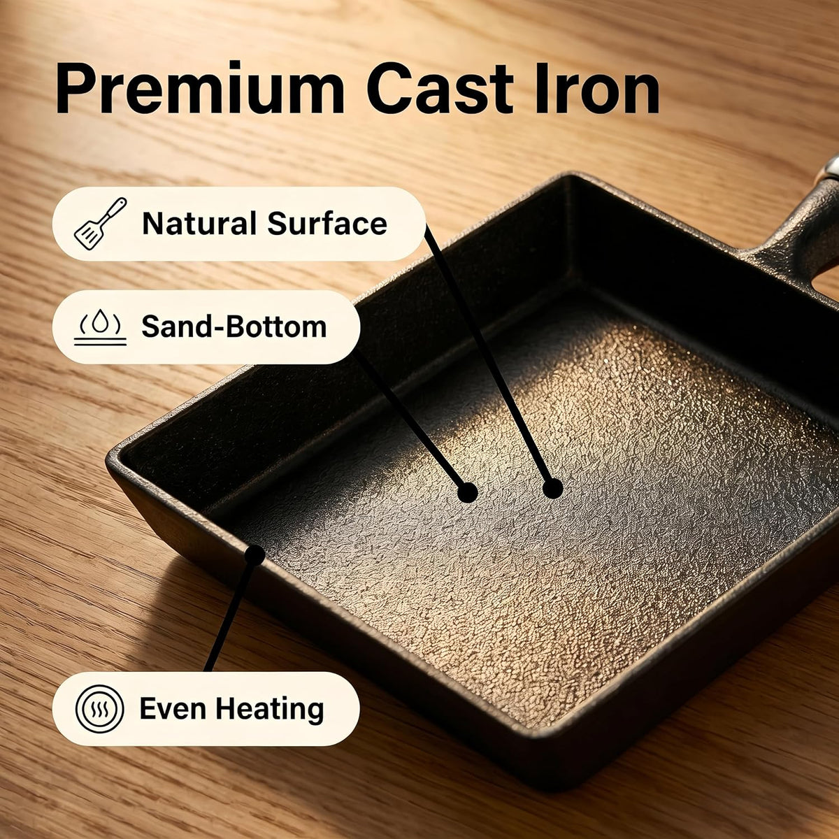 Cast Iron Tamagoyaki Pan Japanese Egg Roll Omelette Skillet