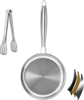 Tri-ply Stainless Steel Frying Pan 8 Inch Small Skillet for Chef's Cooking Pan Induction Oven Dishwasher Safe, Compatible with All Cooktops Up to 600℉ with Kitchen Tongs(Detachable Handle)