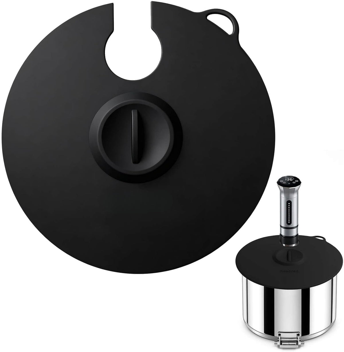Sous Vide Precision Cooker Silicone Lids, Fits up to 11 pot, Compatible with Anova/Joule/Inkbird Culinary Sous Vide Precision Cookers, Prevent Water Evaporation and Retain Flavor (Black)